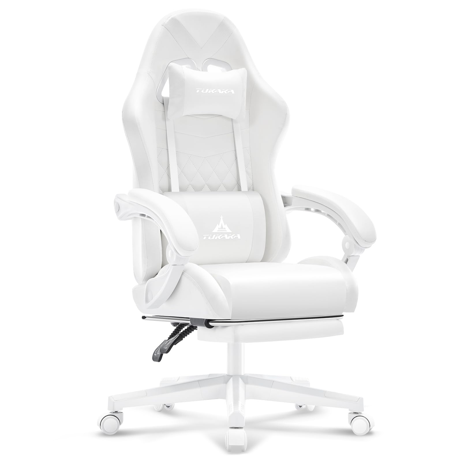 White Gaming Chair,Ergonomic Massage Office Desk Chair with Footrest | Pocket Spring Cushion,Reclining,Thick High Back,Headrest and Lumbar Support,Adjustable Leather Computer Chair Gamer Chair - Flex Gamingproduct_type