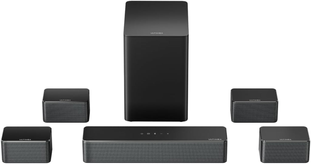 ULTIMEA 7.1ch Soundbar with Wireless Subwoofer, Virtual Surround Sound System for TV, App Control, 410W Peak Power, Sound bar for TV, 4 Wired Surround Speakers, Home Theater Sound System Poseidon D70 - Flex Gamingproduct_type