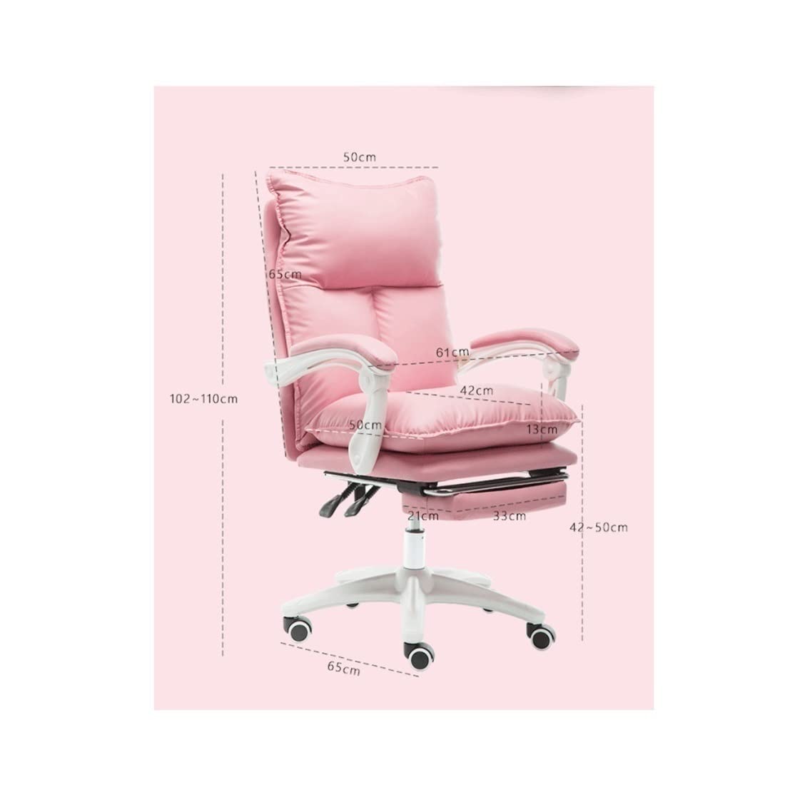 Home Office Chair Video Game Chair with Footrest Ergonomic Reclining Leather Desk Chairs Computer Gaming Chair (Color : Pink) (Beige) - Flex Gamingproduct_type