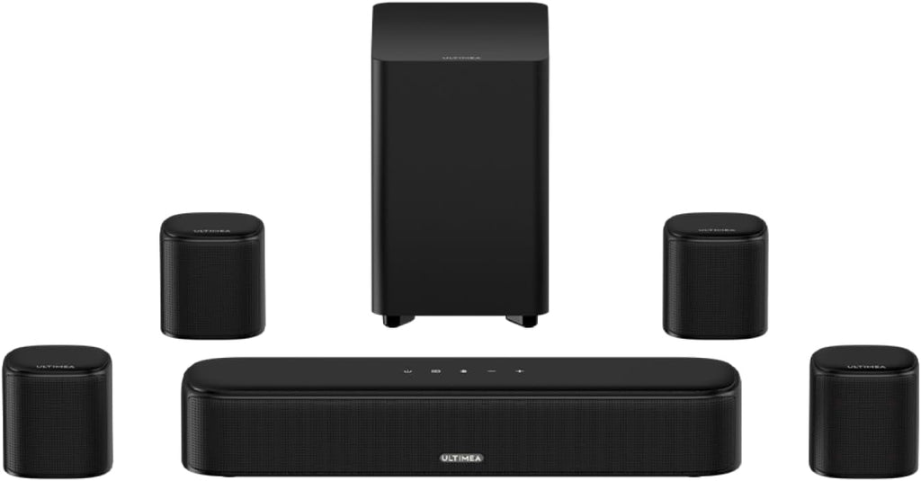 ULTIMEA 7.1ch Sound Bar with Subwoofer, 330W Peak Power, Virtual Surround Sound System for Smart TV, Home Theater Soundbar with 4 Surround Speakers, App Control, Opt/AUX/BT, Aura A40 (2026 Upgraded) - Flex Gamingproduct_type
