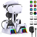 RGB Charging Station for PSVR 2/ PS5 Edge/ PS5 Controller with AC Adapter, PSVR2 Stand with PS VR2 Accessories for PS5VR2 Headset and Dualsense Controllers+ VR2 Charging Dock+ 10 Light Mode - Flex Gamingproduct_type