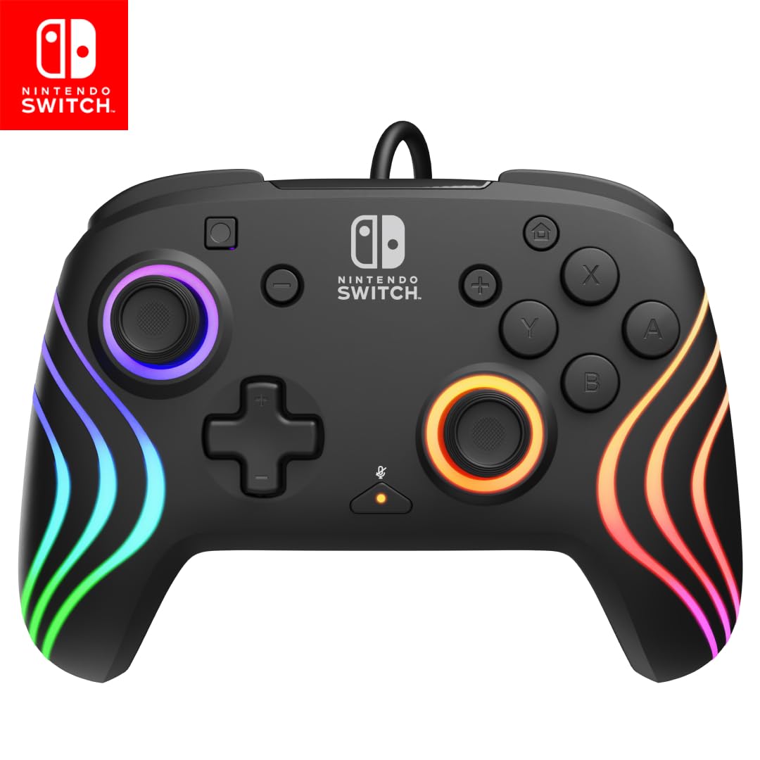 PDP Afterglow Wave Wireless RGB Gaming Controller for Nintendo Switch 2 | Nintendo Switch Lite, OLED, RGB LED Lighting, App Customization, Rechargeable 20-Hr Battery, 2 Mappable Back Buttons, White - Flex Gamingproduct_type