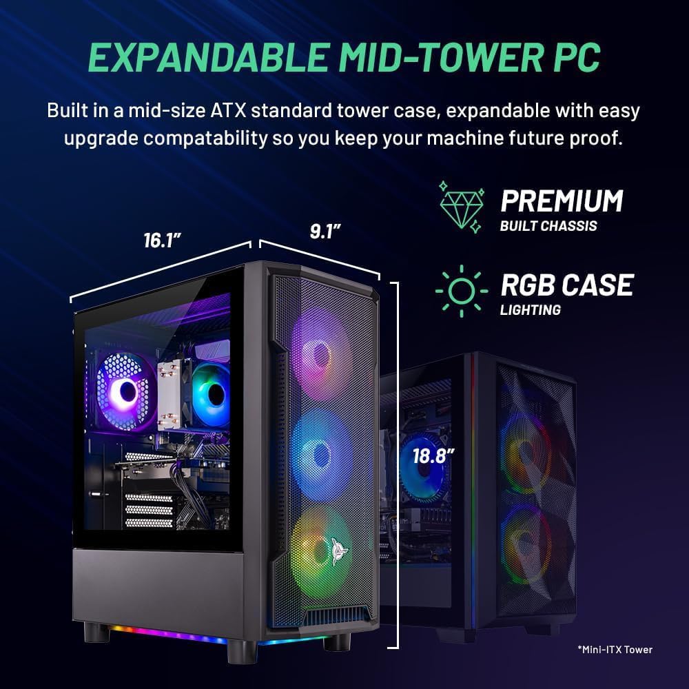 Skytech Gaming Archangel 5 Gaming PC, AMD Ryzen 7 7700 3.8GHz, NVIDIA RTX 5060, 1TB NVMe SSD, 32GB DDR5 RAM 6000, 750W Gold PSU, Wi-Fi, Win 11, Desktop