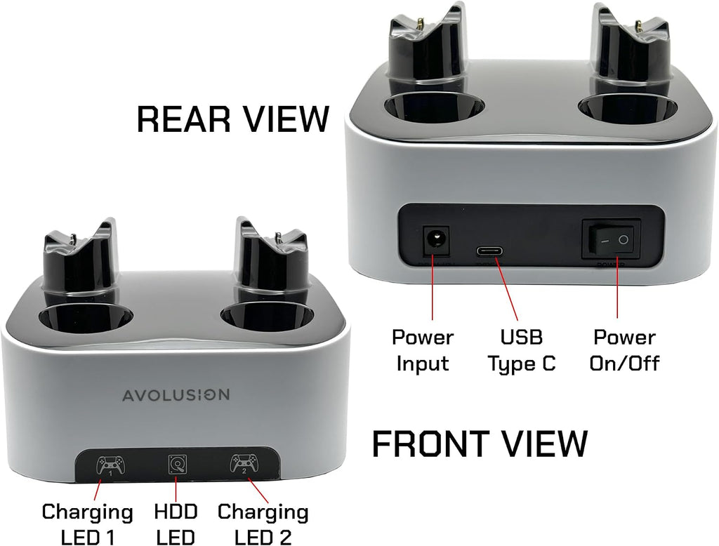Avolusion D200 3TB USB 3.0 External Gaming Hard Drive w/Controller Charging Station for PS5 Game Console - Flex Gamingproduct_type