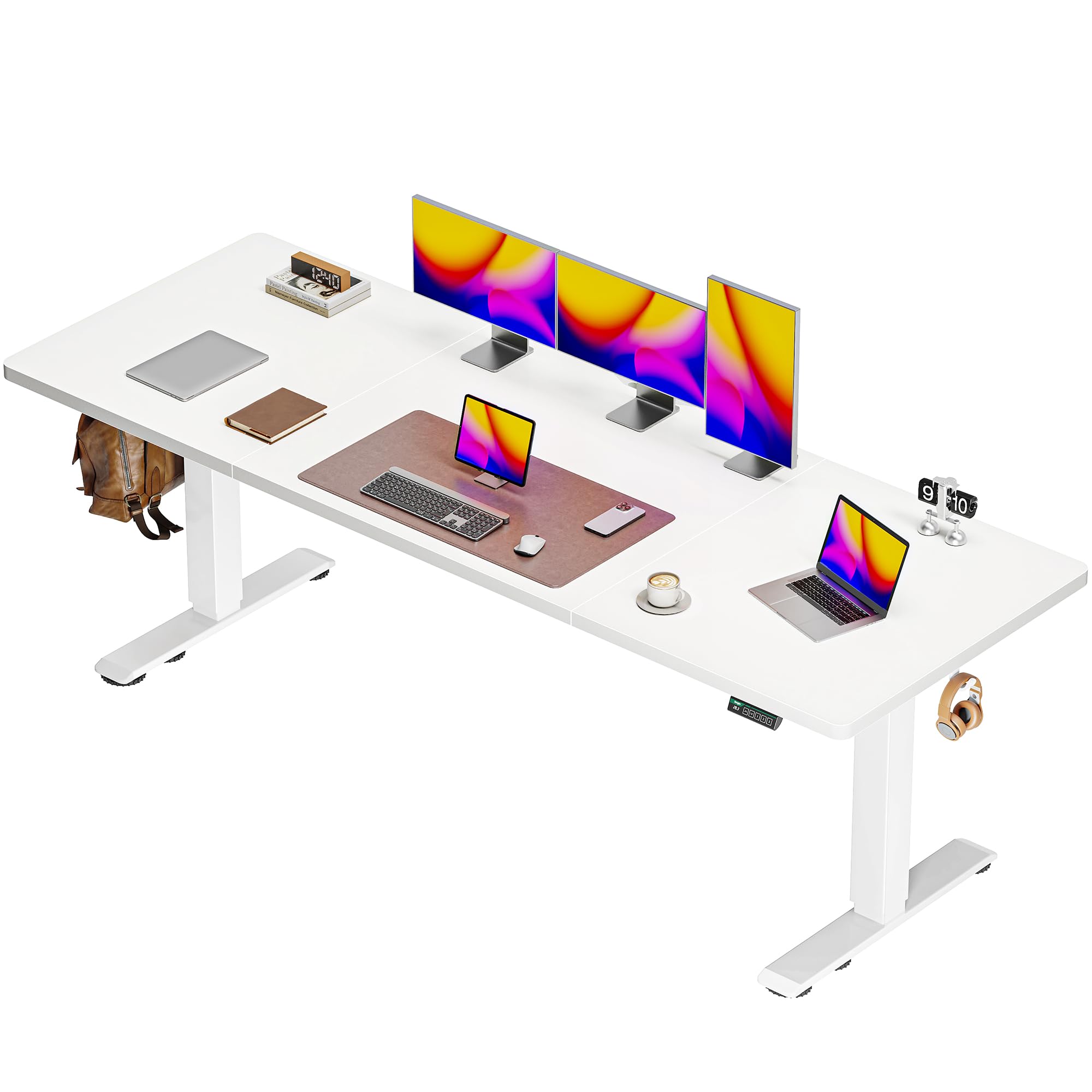 Huuger 55 x 28 Large Electric Standing Desk, Height Adjustable Computer Desk, 27.6" Deep Desktop, Stand up Gaming Office Table with 2 Hooks, 3 Preset Heights, for Home Office, Black - Flex Gamingproduct_type