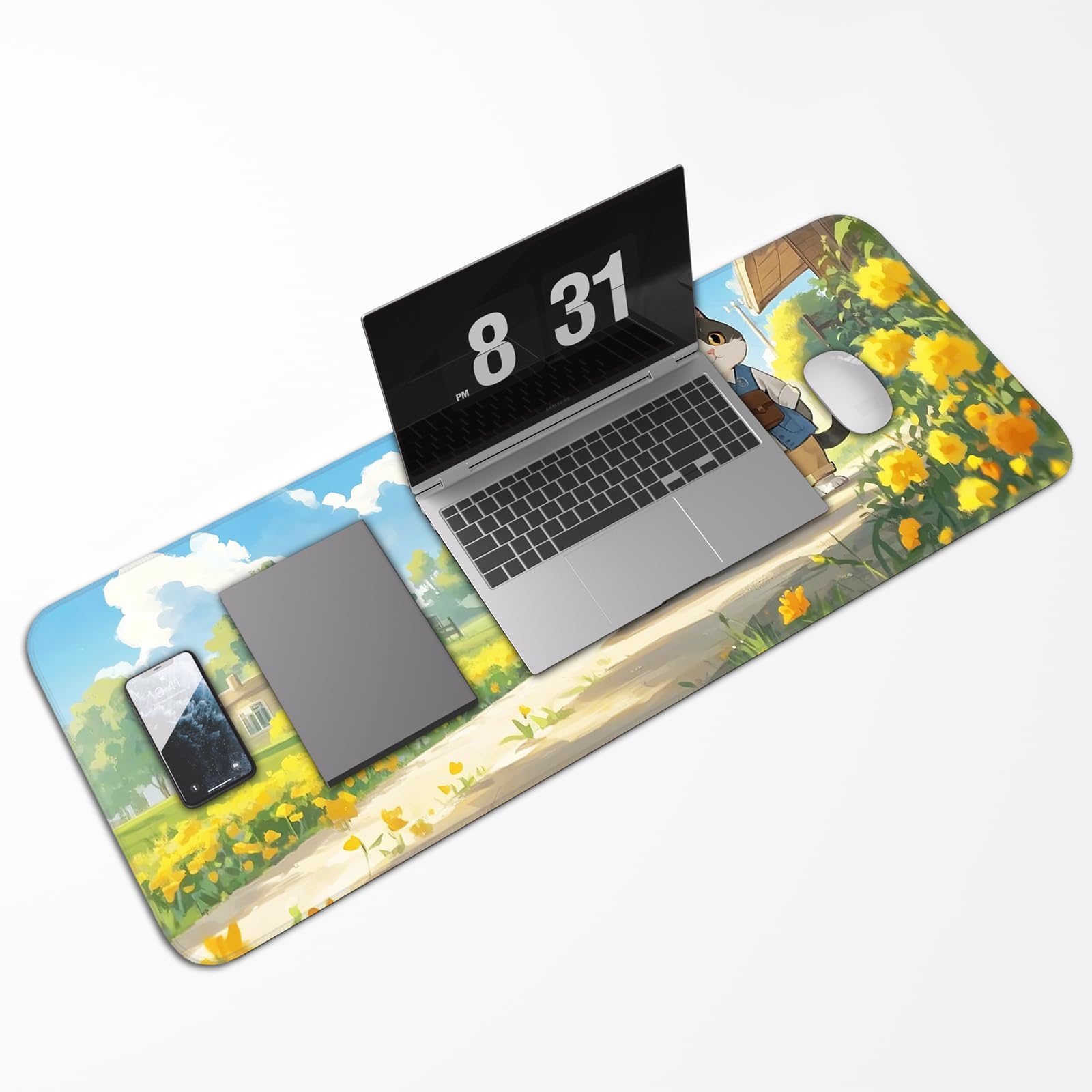 Japanese Dark Red Moon Gaming Mouse Pad, Extended Mouse Pad with Non-Slip Base, Full Keyboard Pad with Stitched Edges, Large Desk Pad for Gaming, Office, Home 31.5 x 11.8 Inch - Flex Gamingproduct_type