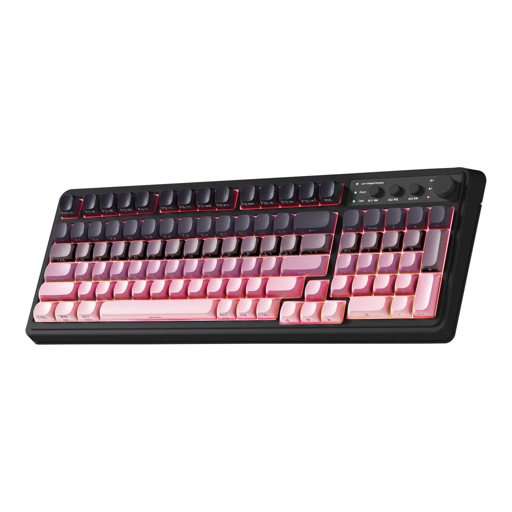 AULA 99 Key Keyboard, Wireless Gaming Keyboard Bluetooth Computer Keyboards Creamy Cute with Number Pad RGB Backlit Tri-Mode BT/2.4GHz/USB-C - Pink - Flex Gamingproduct_type