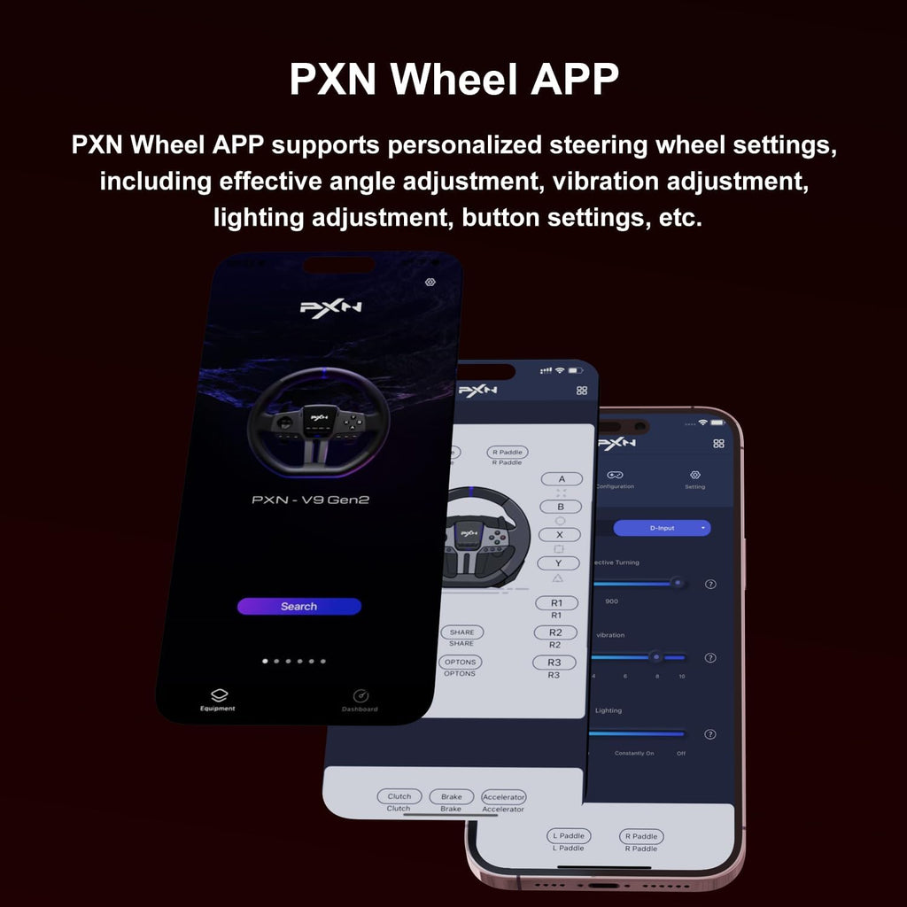 PXN Racing Wheel, 270&900° V9 Gen2 Gaming Steering Wheel | 3 Pedals, H Shifter, APP Support, Vibration Feedback, for PC, PS4, Xbox One, Xbox Series X/S - Flex Gamingproduct_type