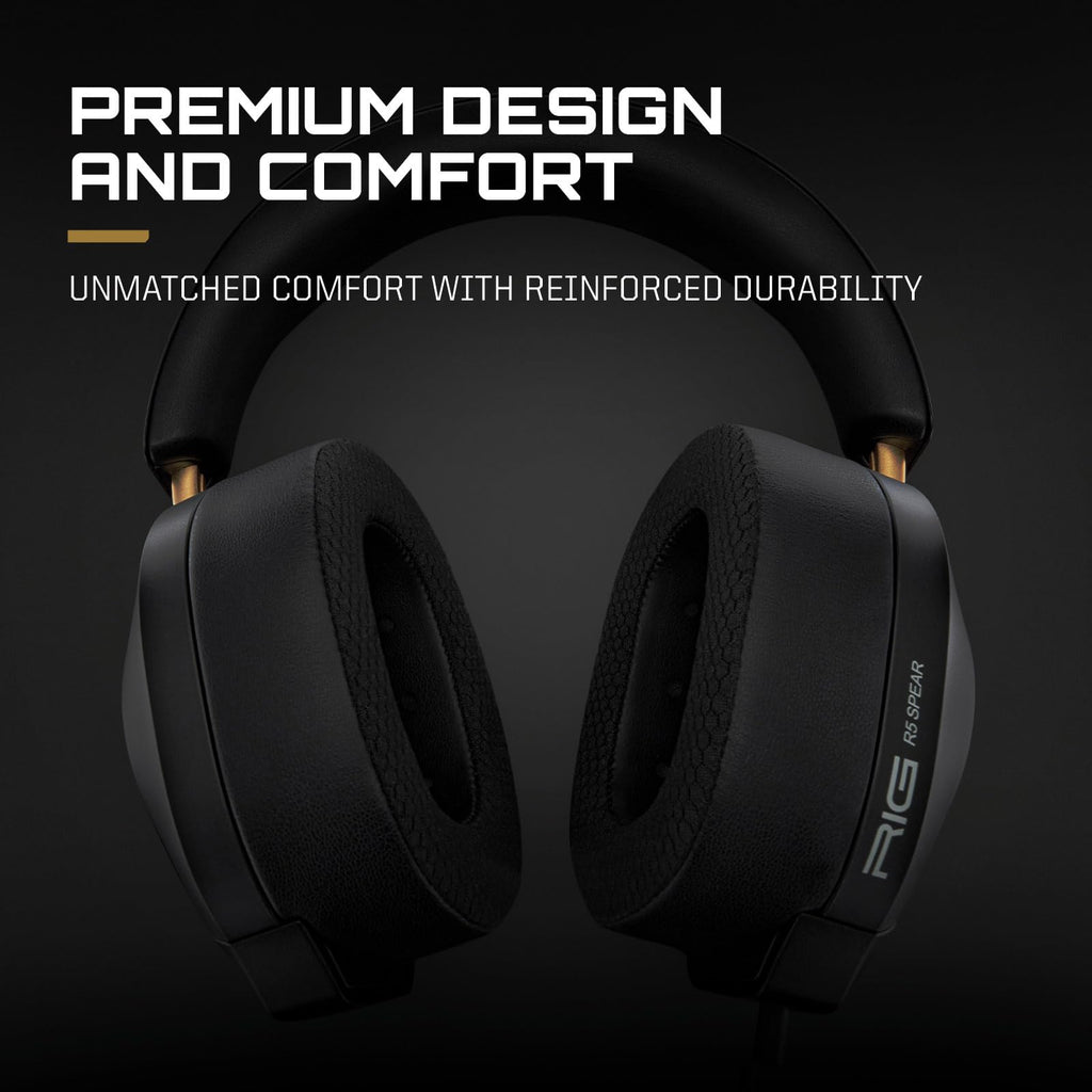 RIG R5 Spear PRO HS Wired Gaming Headset Officially Licensed for PlayStation, PS5, PS4, PC - 40mm Graphene Drivers, Tempest 3D Audio, Flip-to-Mute Mic, Memory Foam Cushions, 3.5mm -Black - Flex Gamingproduct_type