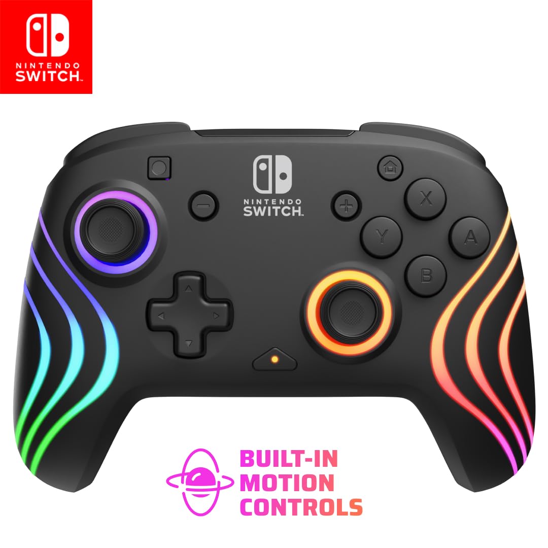 PDP Afterglow Wave Wireless RGB Gaming Controller for Nintendo Switch 2 | Nintendo Switch Lite, OLED, RGB LED Lighting, App Customization, Rechargeable 20-Hr Battery, 2 Mappable Back Buttons, White - Flex Gamingproduct_type