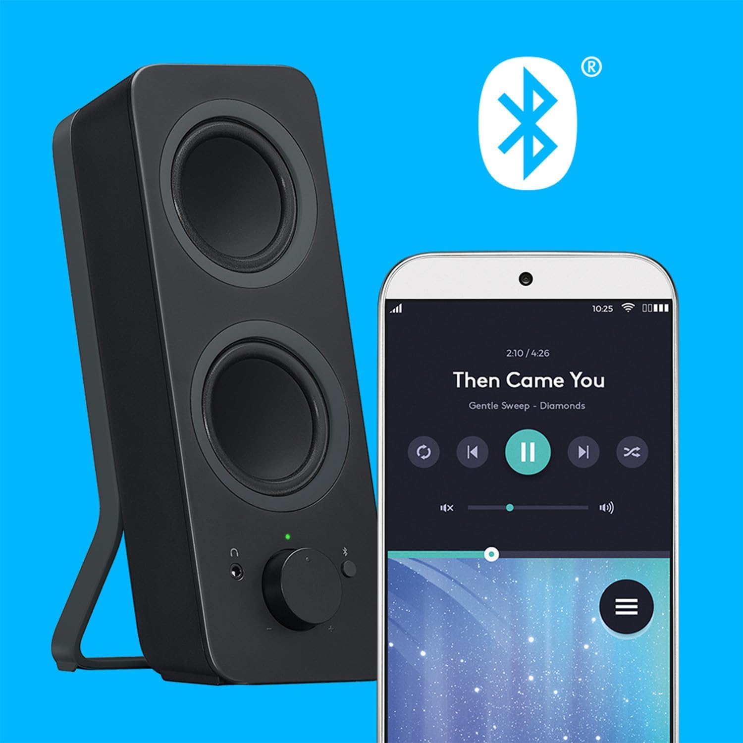 Logitech Z207 2.0 Stereo Computer Speakers with Bluetooth | 10 Watts peak power, active drivers with passive radiators, 3.5 mm input and headphone jack, ideal for PC setups
