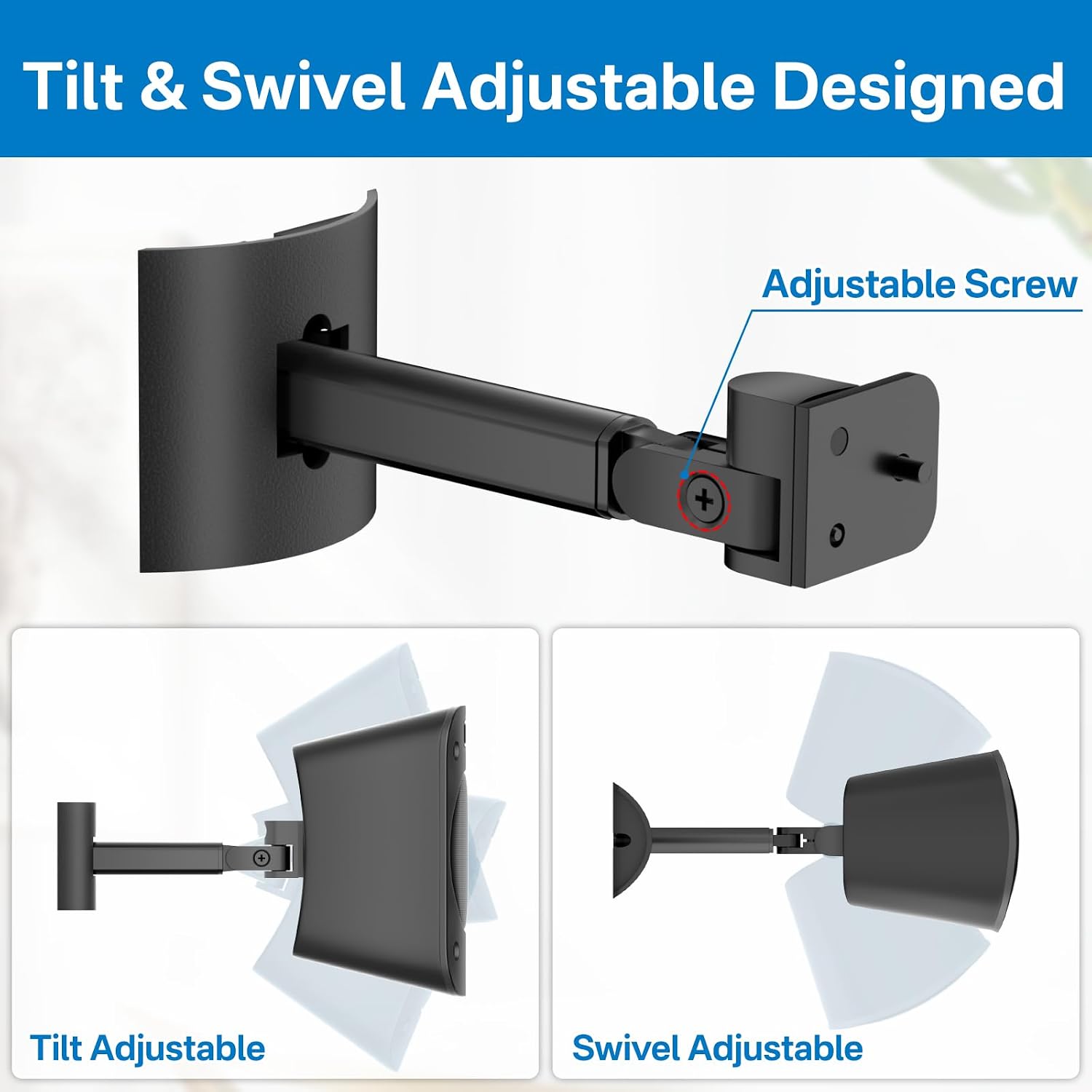 1 Pack, Wall Or Ceiling Mount for Logitech Z906 5.1 Surround Sound Speaker System Tilt and Swivel Adjustable Mounting Bracket for Logitech Z906 Satellite Speakers Wall Mounts