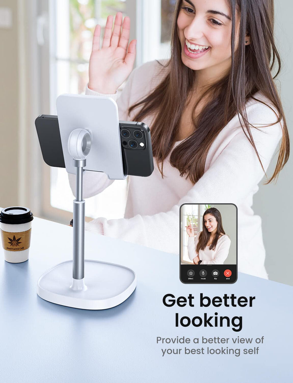 LISEN Cell Phone Stand Phone Holder for Desk Office Decor, Office Desk Accessories Women PC Gaming Essentials iPhone Stand Gadgets Men Gift for Father Fit OtterBox Case Switch iPad Air Tablet 4-10 in - Flex Gamingproduct_type