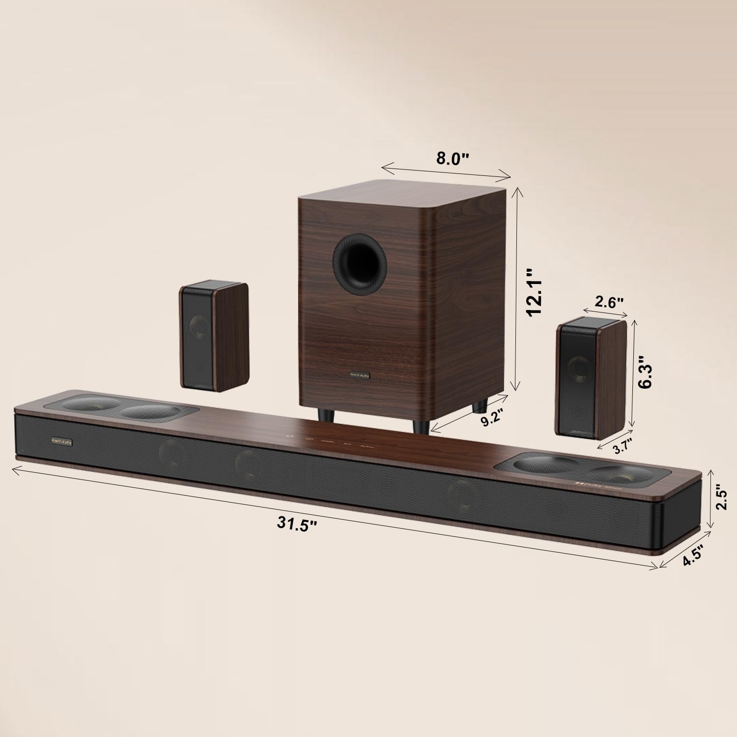 Flagship 5.3.4 Soundbar with Dolby Atmos, 800W Sound Bar for Smart TV with Subwoofer, 2 Wireless Rear Speakers, BassCoupling Tech for 28Hz Depth, Home Theater Surround Sound System Works eARC, BT 5.4 - Flex Gamingproduct_type
