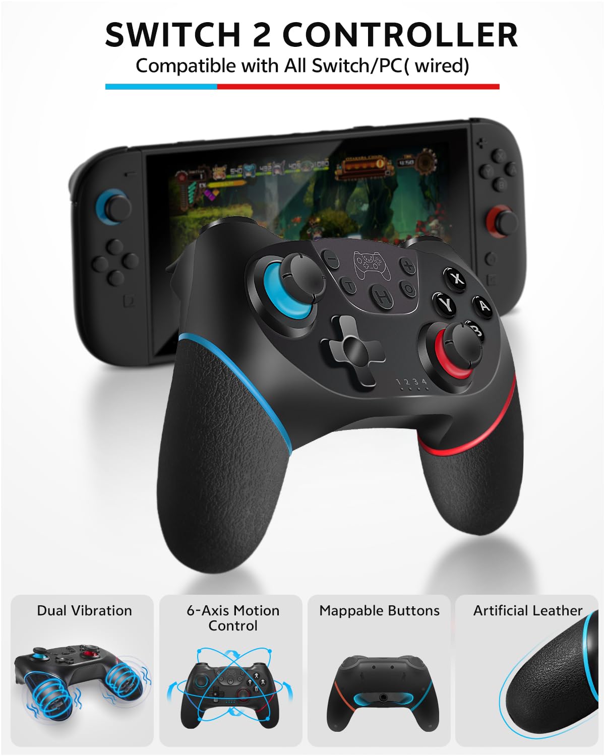 Pro Controllers Accessories Bundle for Nintendo Switch 2 18-in-1: Carrying Case, Screen Protector, Thumb Grip for Joycon, Dockable Console Protective Cover Shell, Steering Wheel, 2025 Switch2 Game Kit - Flex Gamingproduct_type