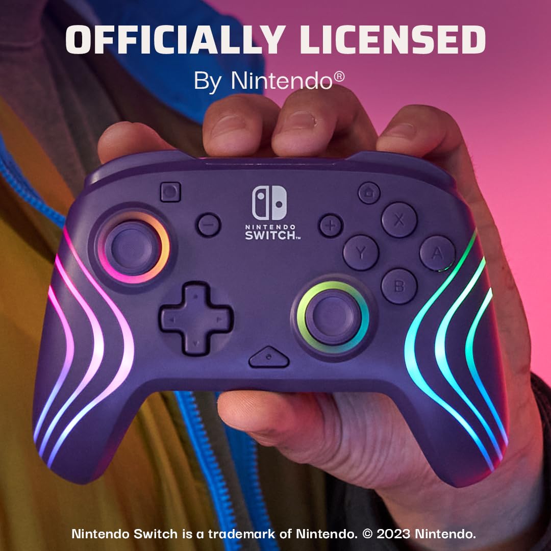 PDP Afterglow Wave Wireless RGB Gaming Controller for Nintendo Switch 2 | Nintendo Switch Lite, OLED, RGB LED Lighting, App Customization, Rechargeable 20-Hr Battery, 2 Mappable Back Buttons, White - Flex Gamingproduct_type