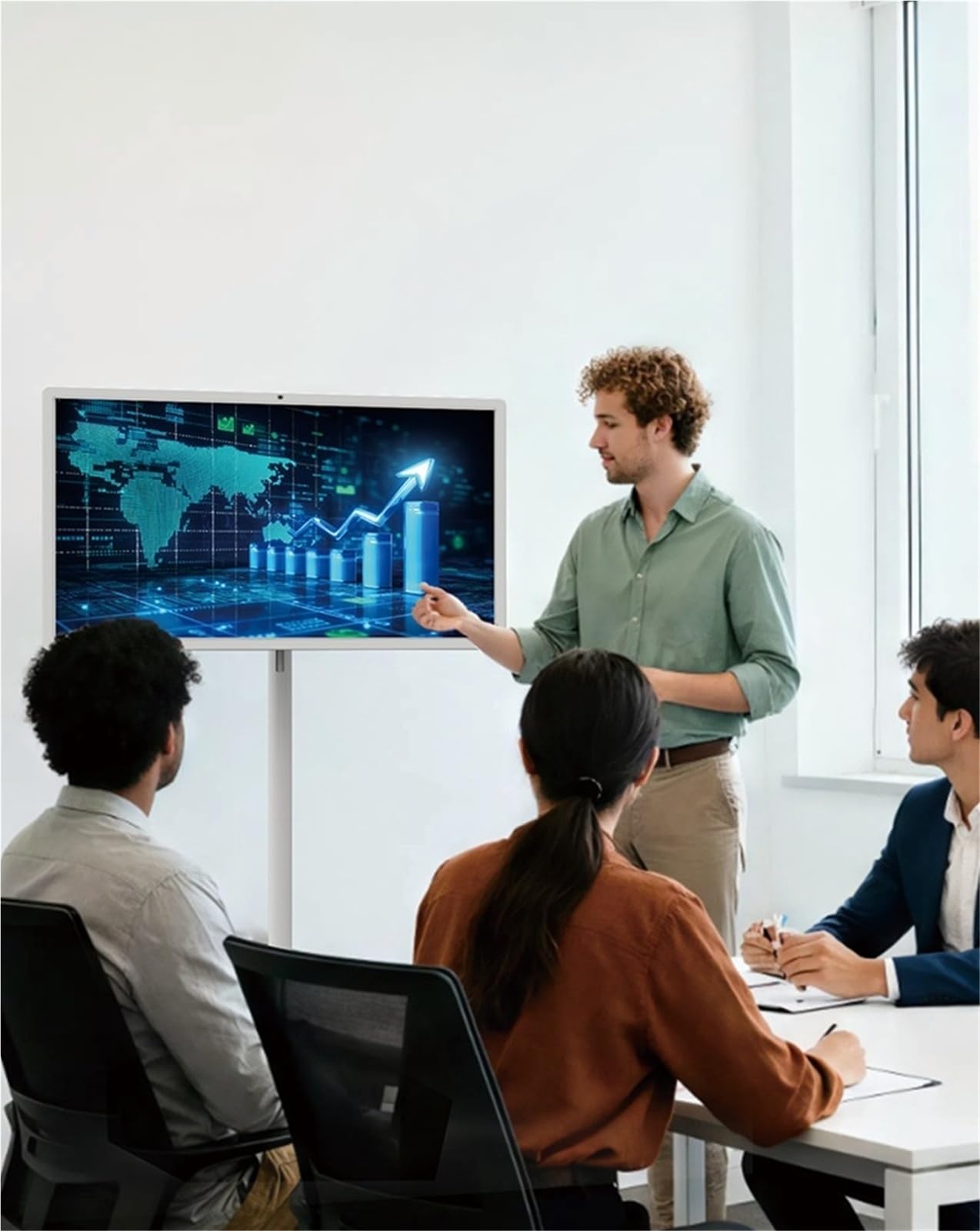 1080P Portable Smart Touch Monitor - 24" FHD Display, Full Swivel, Adjustable Rolling Stand, 128GB Storage, Ideal for Home Office, Gaming, and Presentations - Flex Gamingproduct_type