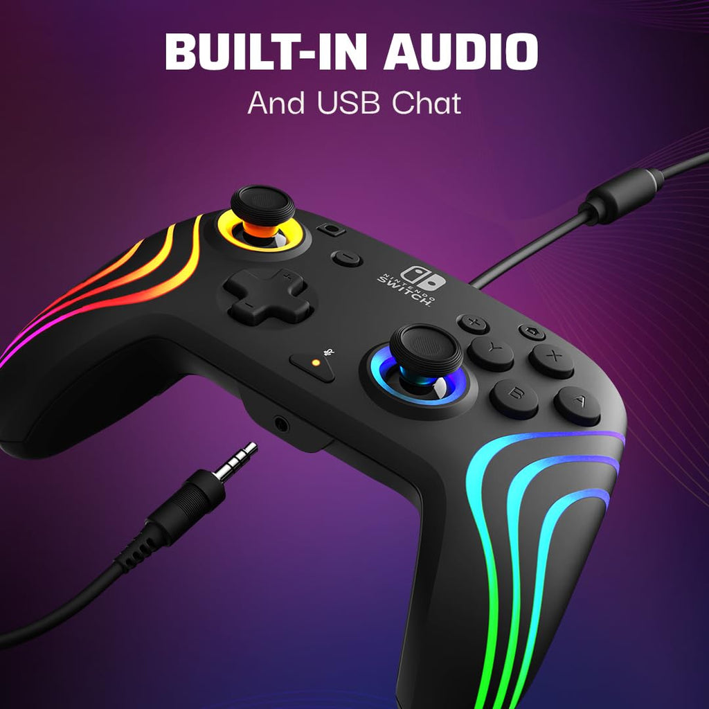PDP Afterglow Wave Wireless RGB Gaming Controller for Nintendo Switch 2 | Nintendo Switch Lite, OLED, RGB LED Lighting, App Customization, Rechargeable 20-Hr Battery, 2 Mappable Back Buttons, White - Flex Gamingproduct_type