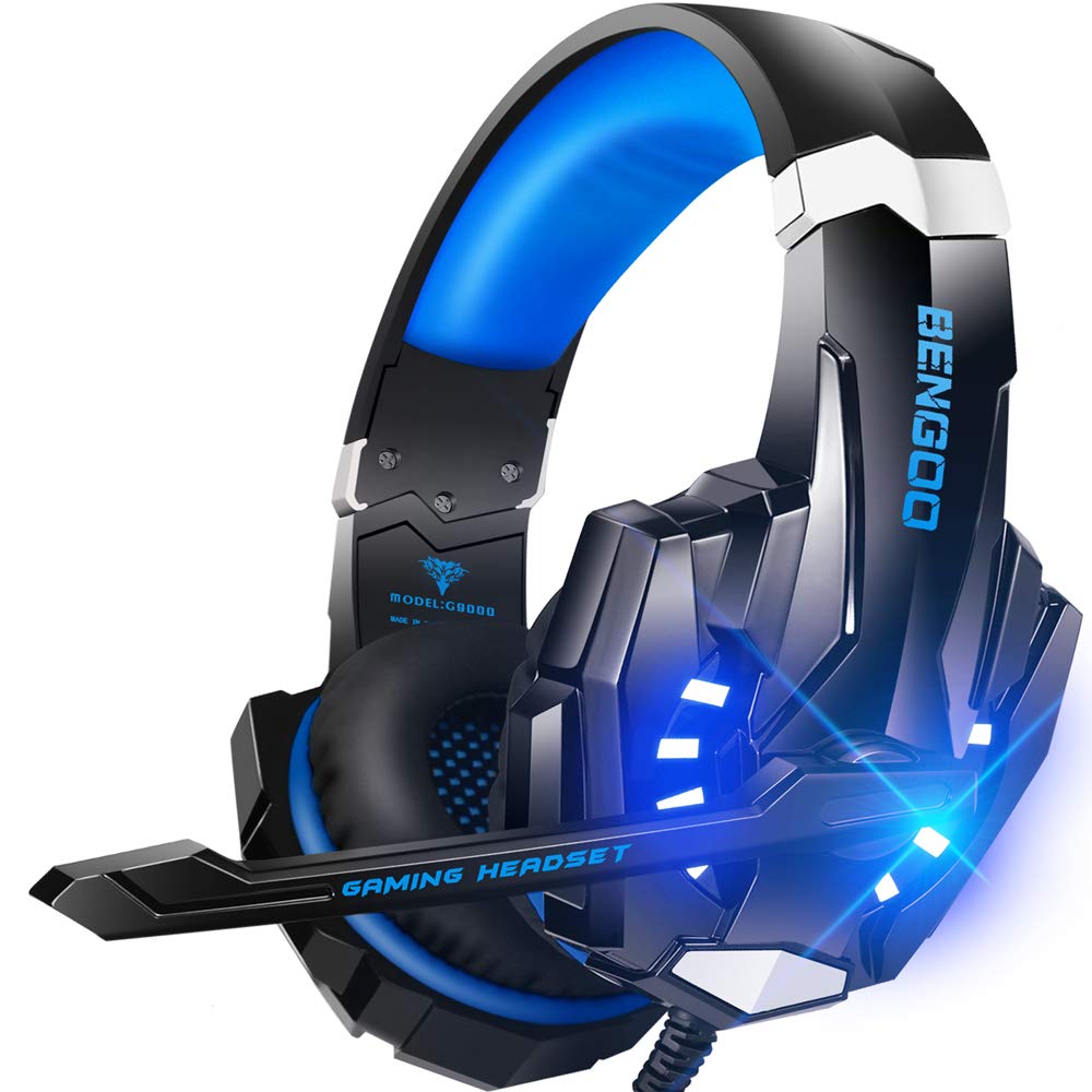 BENGOO G9000 Stereo Gaming Headset for PS4 PC Xbox One PS5 Controller, Noise Cancelling Over Ear Headphones with Mic, LED Light, 7.1 Surround Sound, Soft Memory Earmuffs for Nintendo Xbox Series X|S - Flex Gamingproduct_type