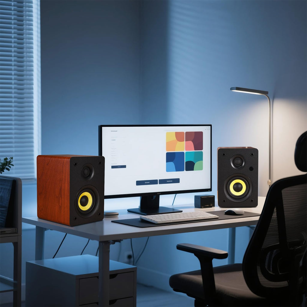 Sanyun SW208 3" Active Bluetooth 5.0 Bookshelf Speakers – 60W Carbon Fiber Speaker Unit - Built-in 24bit DAC - Dynamic 3D Surround Sound – 2.0 Computer PC Monitor Gaming Speakers (Pair, Black) - Flex Gamingproduct_type