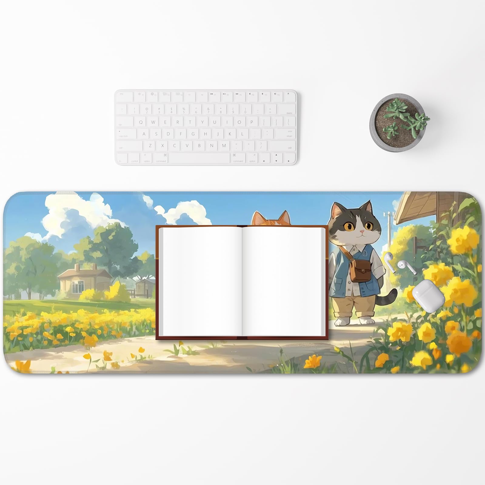 Japanese Dark Red Moon Gaming Mouse Pad, Extended Mouse Pad with Non-Slip Base, Full Keyboard Pad with Stitched Edges, Large Desk Pad for Gaming, Office, Home 31.5 x 11.8 Inch - Flex Gamingproduct_type