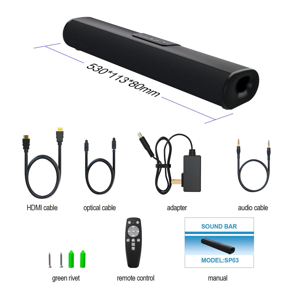 100W Sound Bar for Smart TV, 2.2 ch Soundbar with Bluetooth 5.3/ARC/Opt/AUX Connect, Surround Sound System for TV with 4 Speakers, Home Audio Surround Sound System for TV PC Projector - Flex Gamingproduct_type
