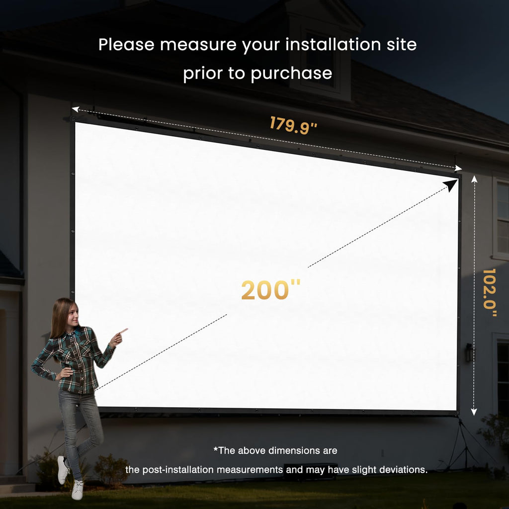 120 inch Projector Screen Upgraded- Black Backing, Straight Edges, Foldable, Washable and Wrinkle-Free - for Indoor Home Theater and Outdoor Cinema -White 16:9 by IOLIEO - Flex Gamingproduct_type