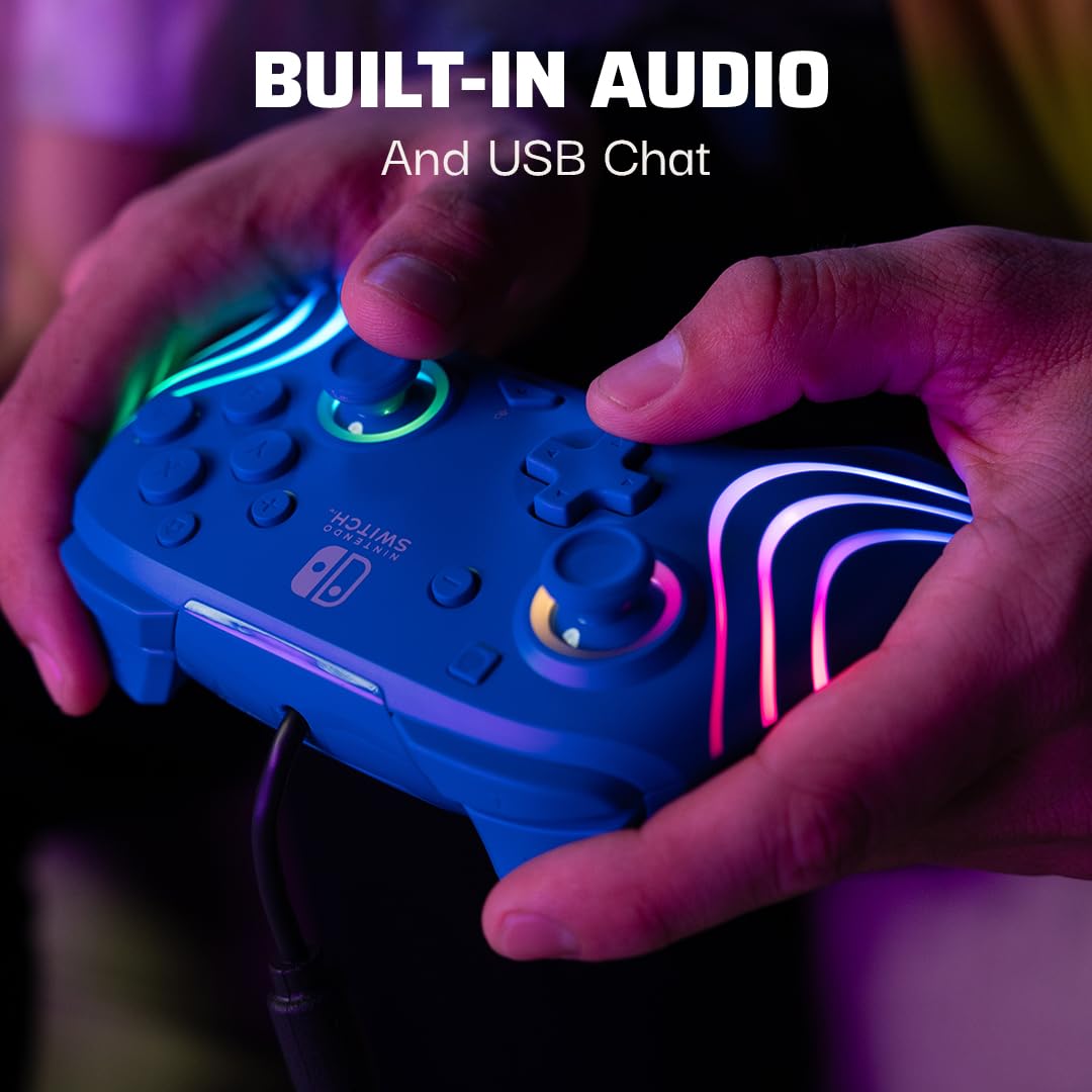 PDP Afterglow Wave Wireless RGB Gaming Controller for Nintendo Switch 2 | Nintendo Switch Lite, OLED, RGB LED Lighting, App Customization, Rechargeable 20-Hr Battery, 2 Mappable Back Buttons, White - Flex Gamingproduct_type