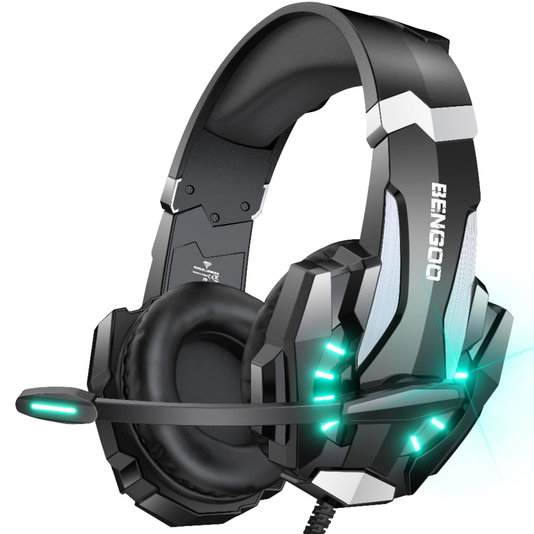 BENGOO G9000 Stereo Gaming Headset for PS4 PC Xbox One PS5 Controller, Noise Cancelling Over Ear Headphones with Mic, LED Light, 7.1 Surround Sound, Soft Memory Earmuffs for Nintendo Xbox Series X|S - Flex Gamingproduct_type
