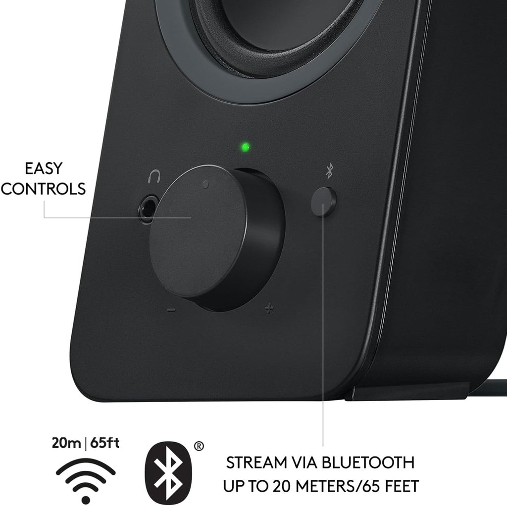 Logitech Z207 2.0 Stereo Computer Speakers with Bluetooth | 10 Watts peak power, active drivers with passive radiators, 3.5 mm input and headphone jack, ideal for PC setups