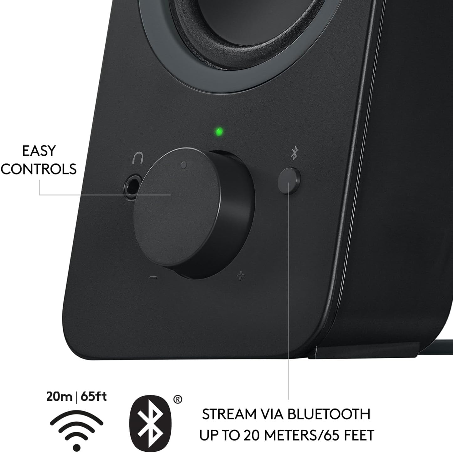 Logitech Z207 2.0 Stereo Computer Speakers with Bluetooth | 10 Watts peak power, active drivers with passive radiators, 3.5 mm input and headphone jack, ideal for PC setups