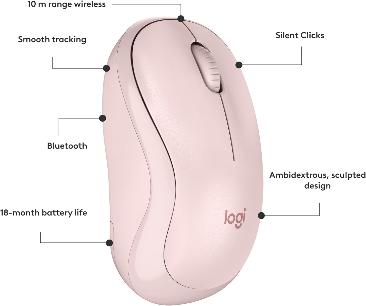 Logitech M240 Silent Bluetooth Mouse, Graphite