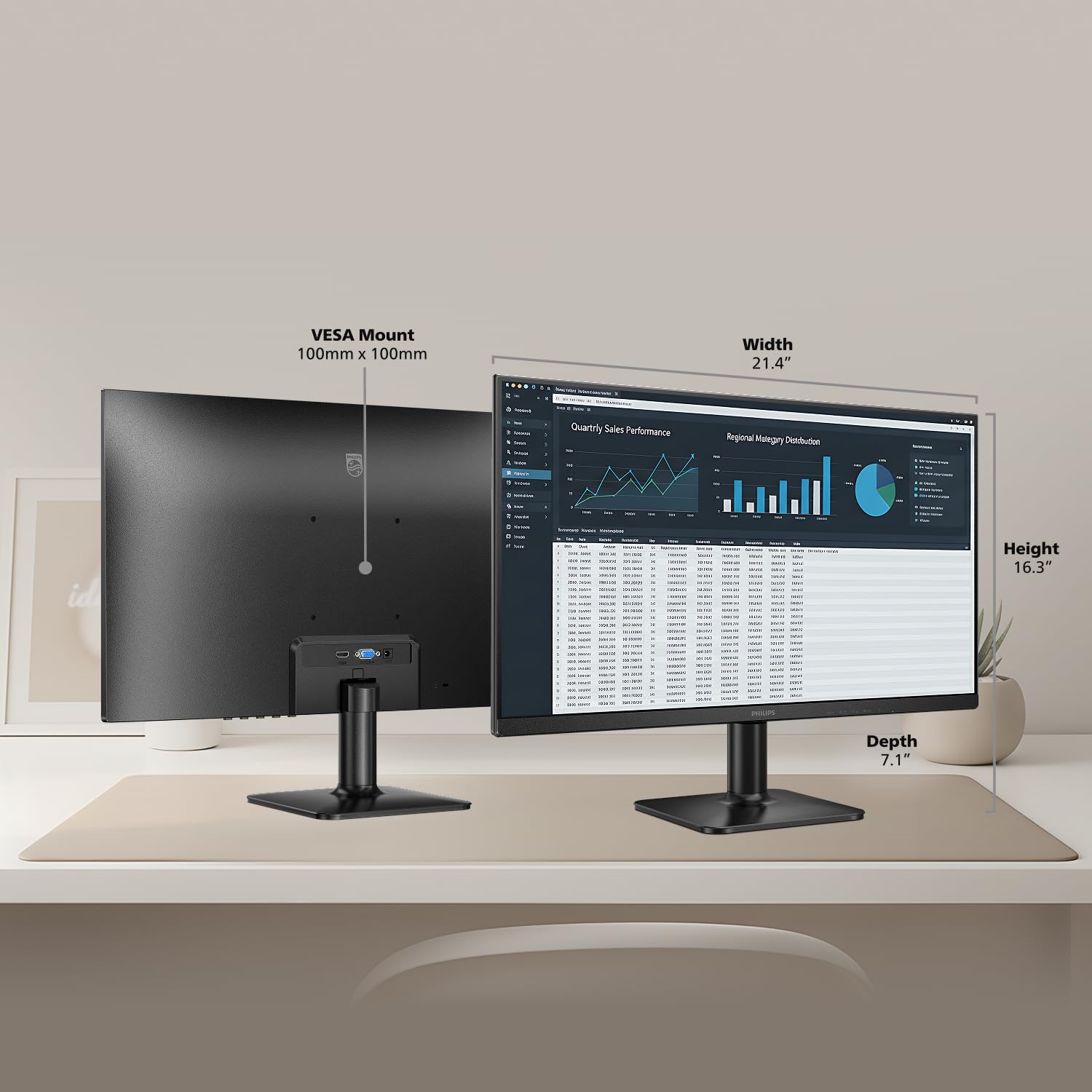 Philips 24 inch 100Hz Computer Monitor, Frameless Full HD (1920 x 1080), VESA, HDMI x1, VGA Port x1, Eye Care, 4 Year Advance Replacement Warranty, 241V8LB - Flex Gamingproduct_type