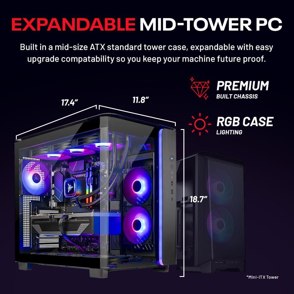 Skytech Gaming King 95 Desktop PC, Ryzen 7 9800X3D 4.7 GHz (5.2 GHz), NVIDIA RTX 5070 Ti 16GB, 2TB Gen4 NVMe SSD, 32GB DDR5 RAM 6000 RGB, 850W Gold PSU, 360mm ARGB AIO, Wi-Fi, Win 11