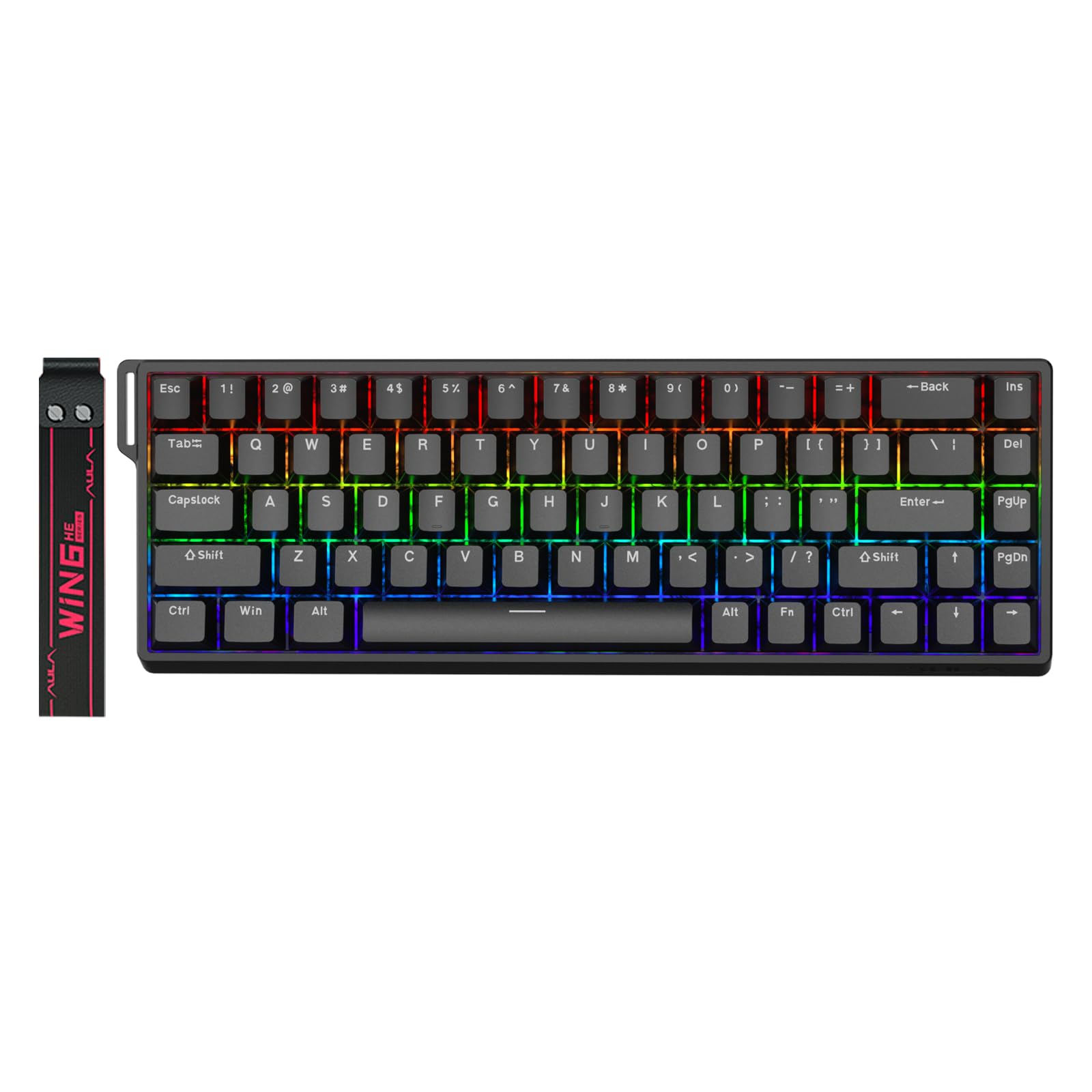 AULA WIN68 HE Mechanical Gaming Keyboard 60%, Hall Effect Magnetic Switch, Fast Trigger Mode Adjustable Actuation, 8000Hz Polling Rate, RGB Backlit, Wired Black Keyboard for Laptop/PC Gamer - Flex Gamingproduct_type