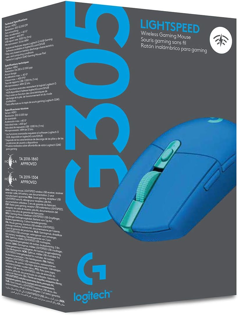Logitech G305 Lightspeed Wireless Gaming Mouse, Hero Sensor, 12,000 DPI, Lightweight, 6 Programmable Buttons, 250h Battery, On-Board Memory, Compatible with PC, Mac - Black - Flex Gamingproduct_type