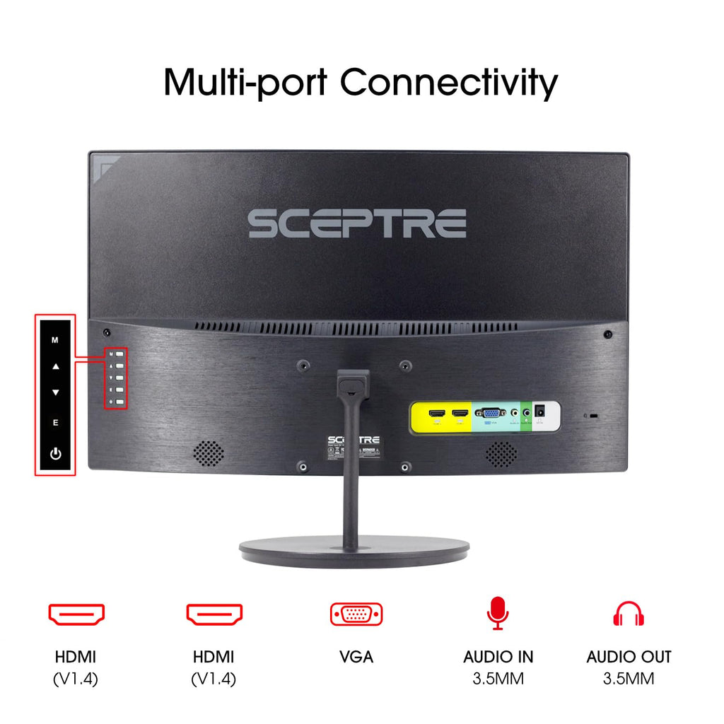 Sceptre Curved 27-inch Prime Monitor up to 100Hz 1080p, HDMI x2, VGA, 99% sRGB, Built-in Speakers, R1500, Machine Black 2025 (C275W-1920RN Series) - Flex Gamingproduct_type