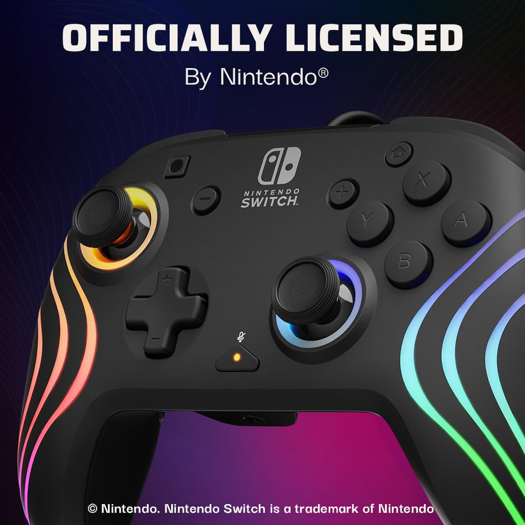 PDP Afterglow Wave Wireless RGB Gaming Controller for Nintendo Switch 2 | Nintendo Switch Lite, OLED, RGB LED Lighting, App Customization, Rechargeable 20-Hr Battery, 2 Mappable Back Buttons, White - Flex Gamingproduct_type