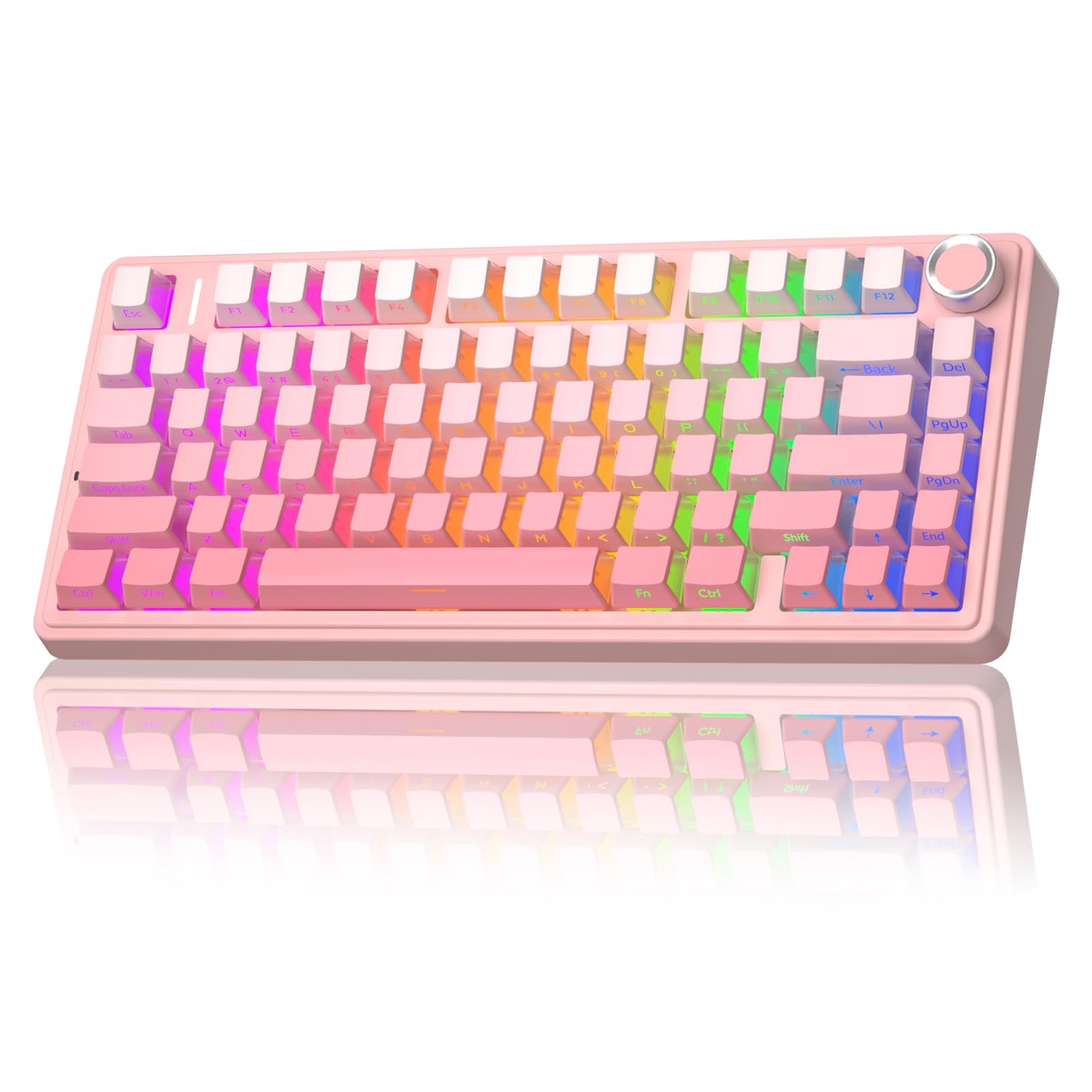 AULA F75 Pro Wireless Mechanical Keyboard,75% Hot Swappable Custom Keyboard with Knob,RGB Backlit,Pre-lubed Reaper Switches,Side Printed PBT Keycaps,2.4GHz/USB-C/BT5.0 Mechanical Gaming Keyboards - Flex Gamingproduct_type