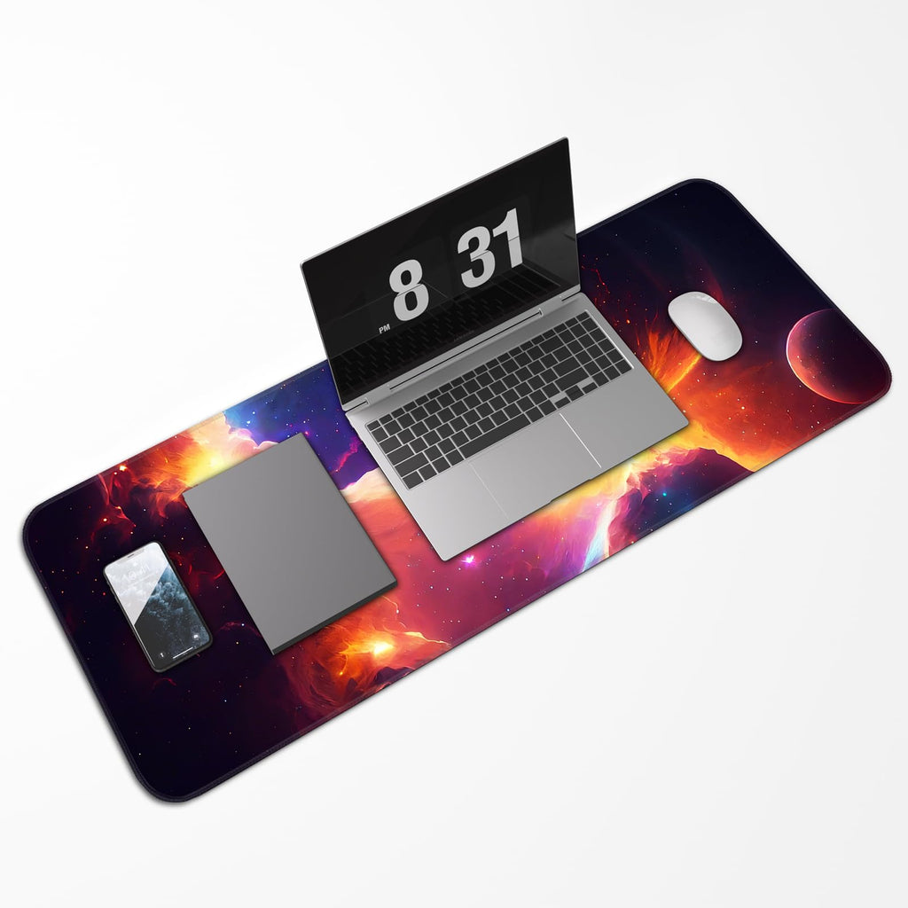 Japanese Dark Red Moon Gaming Mouse Pad, Extended Mouse Pad with Non-Slip Base, Full Keyboard Pad with Stitched Edges, Large Desk Pad for Gaming, Office, Home 31.5 x 11.8 Inch - Flex Gamingproduct_type