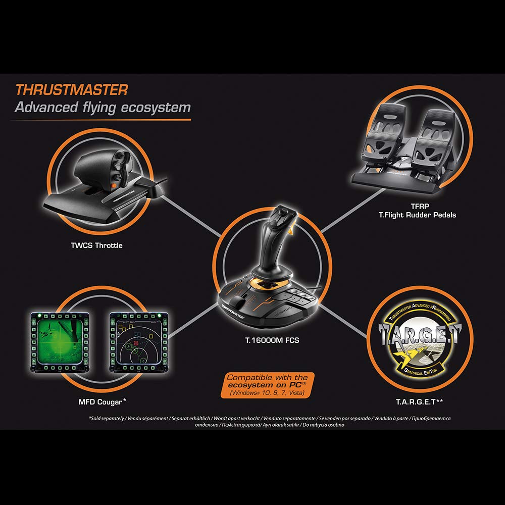 Thrustmaster T16000M FCS Space Sim Duo Combat Flight Sim Joystick - PC | Dual Hall-Effect sticks, 32 programable buttons, weighted bases, 8-way hat switch, 4 axes, twist rudder, integrated throttle - Flex Gamingproduct_type