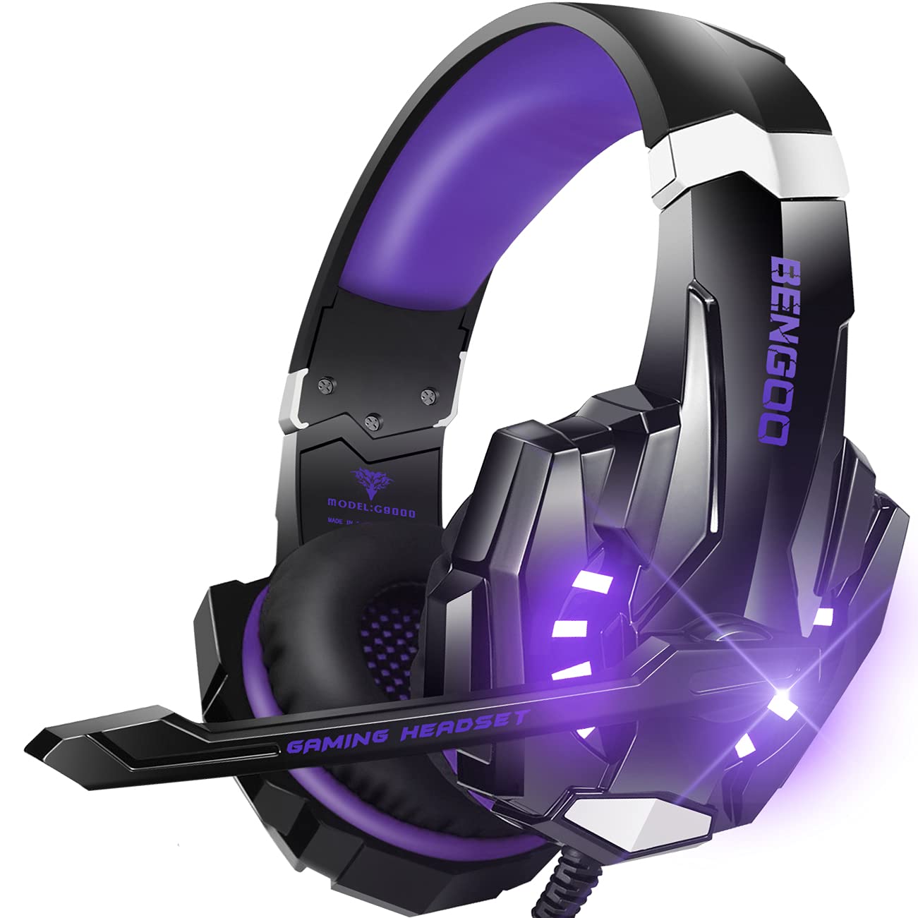 BENGOO G9000 Stereo Gaming Headset for PS4 PC Xbox One PS5 Controller, Noise Cancelling Over Ear Headphones with Mic, LED Light, 7.1 Surround Sound, Soft Memory Earmuffs for Nintendo Xbox Series X|S - Flex Gamingproduct_type