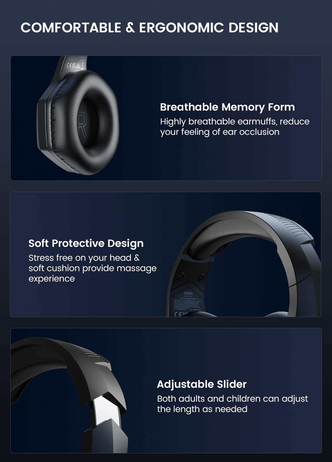 EKSA E1000 USB Gaming Headset for PC, Computer Headphones with Microphone/Mic Noise Cancelling, 7.1 Surround Sound, RGB Light - Wired Headphones for PS4, PS5 Console, Laptop, Call Center - Flex Gamingproduct_type