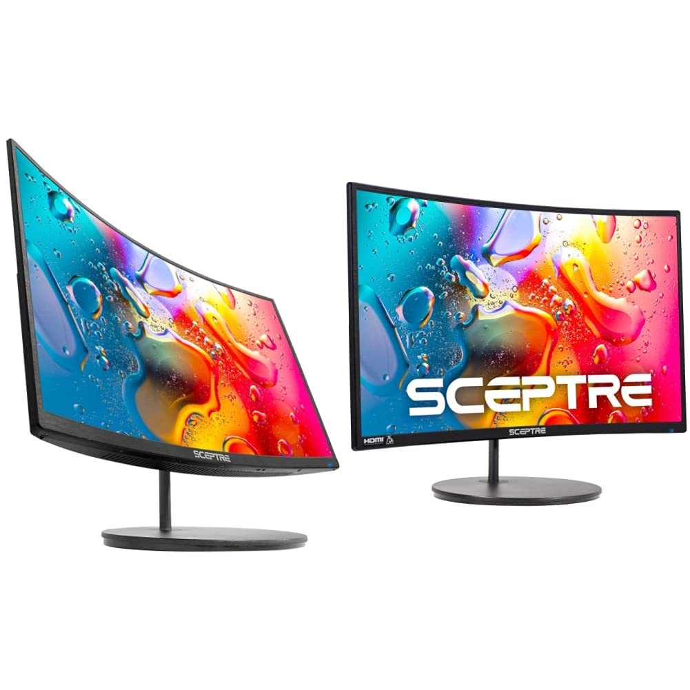 Sceptre Curved 27-inch Prime Monitor up to 100Hz 1080p, HDMI x2, VGA, 99% sRGB, Built-in Speakers, R1500, Machine Black 2025 (C275W-1920RN Series) - Flex Gamingproduct_type