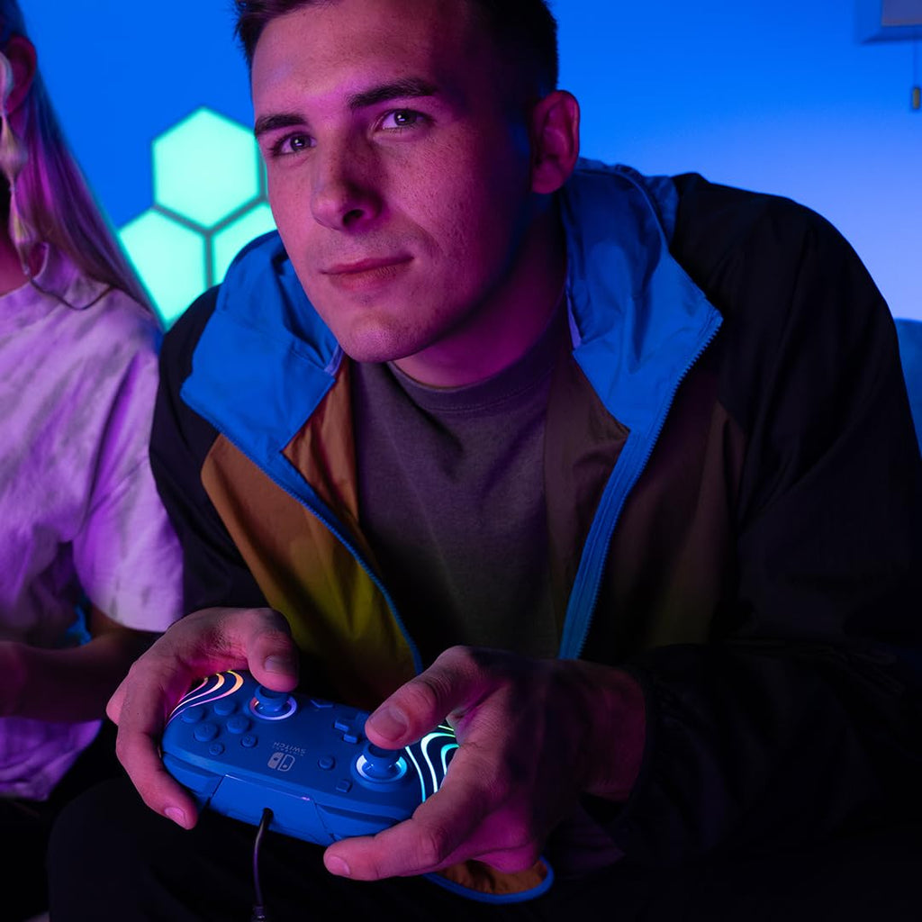 PDP Afterglow Wave Wireless RGB Gaming Controller for Nintendo Switch 2 | Nintendo Switch Lite, OLED, RGB LED Lighting, App Customization, Rechargeable 20-Hr Battery, 2 Mappable Back Buttons, White - Flex Gamingproduct_type