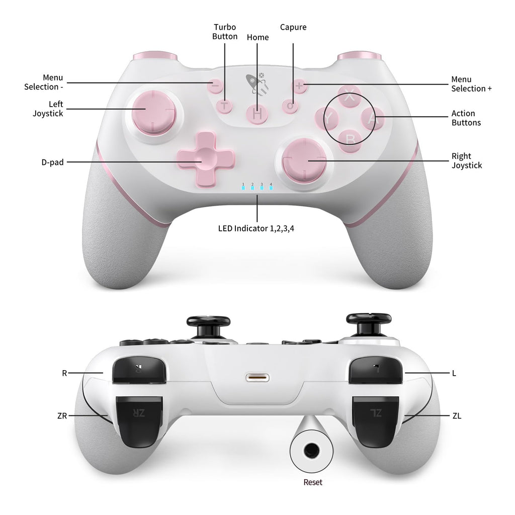 AceGamer Wireless Pro Controller for Nintendo Switch/Lite/OLED/Switch 2/PC, 2 pack, Hall Effect Joystick for Switch 2 Pro Controller with Wake-Up/Dual Vibration/Turbo/Ergonomic ! (Black&White) - Flex Gamingproduct_type