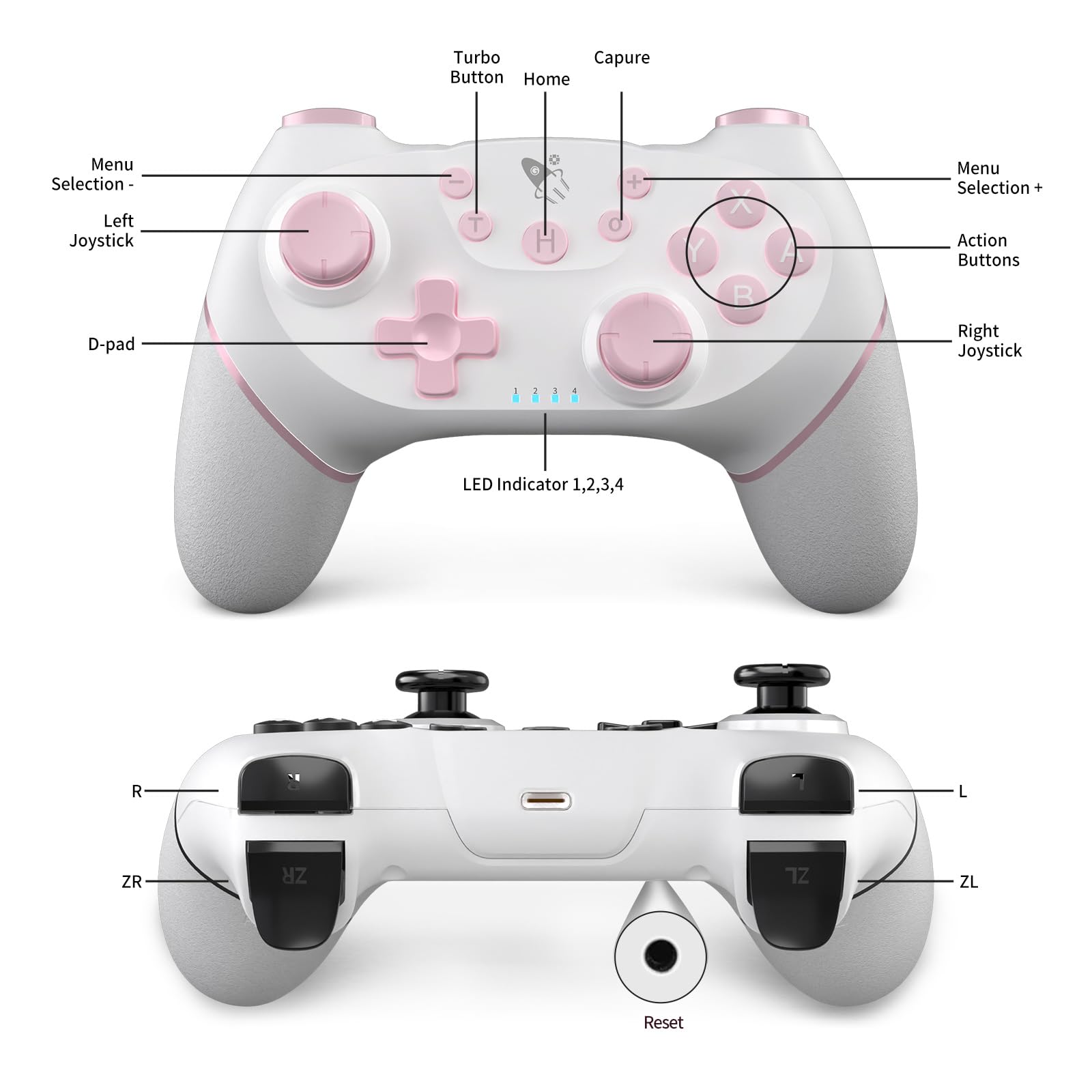 AceGamer Wireless Pro Controller for Nintendo Switch/Lite/OLED/Switch 2/PC, 2 pack, Hall Effect Joystick for Switch 2 Pro Controller with Wake-Up/Dual Vibration/Turbo/Ergonomic ! (Black&White) - Flex Gamingproduct_type