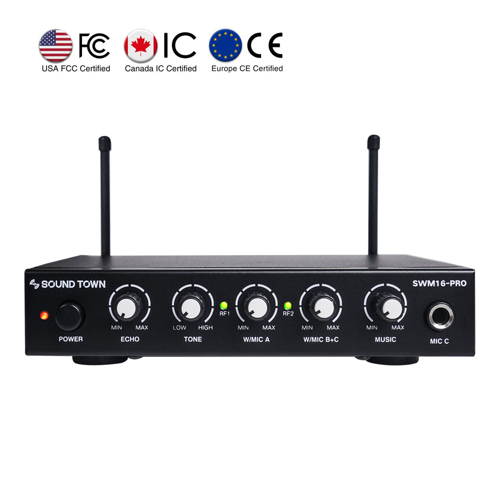 Sound Town Wireless Microphone Karaoke Mixer System with HD Audio Return Channel, Optical (Toslink), AUX, Supports Smart TV, Media Box, PC, Bluetooth, Soundbar, Receiver (SWM16-MAX) - Flex Gamingproduct_type