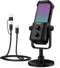 NEEWER UM01 AI Noise Canceling USB Microphone, Plug & Play Cardioid RGB Condenser Mic Mute/Music Sync/App Control for Android Windows PC Mac PS4/5 Gaming Recording Streaming Podcasting Studio Computer - Flex Gamingproduct_type