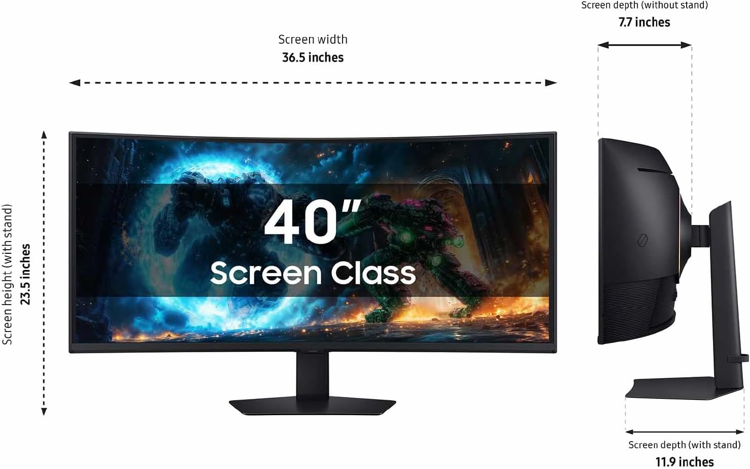 Samsung 40” Odyssey G7 (G75F) WUHD Resolution, 180Hz, Curved Gaming Monitor, 1ms Response Time (GtG), VESA DisplayHDR™ 600, AMD FreeSync™ Premium Pro, LS40FG75DENXZA, 2025 - Flex Gamingproduct_type